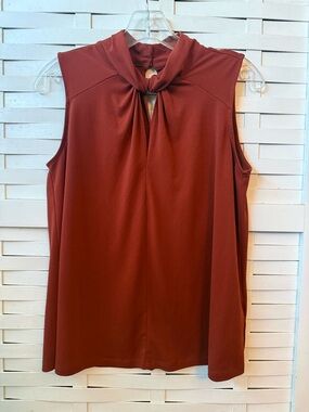 H&M Rust Sleeveless Keyhole Blouse